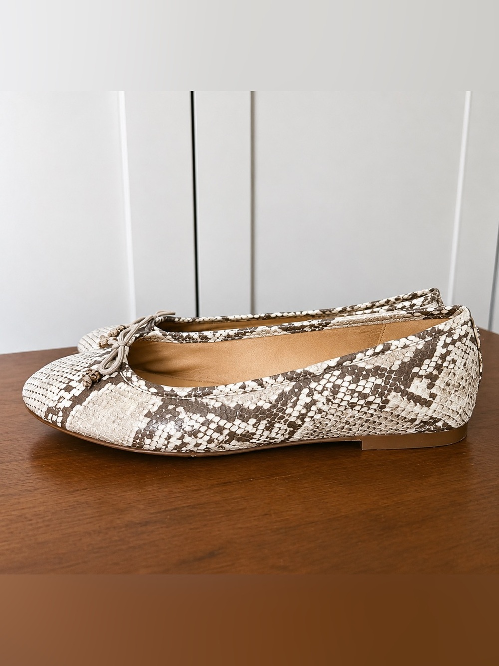 Sam Edelman Women's Neutral Snake-Print Ballet Flats - Picture 2 of 5
